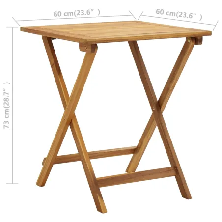 Ensemble de bistro pliable 3 pcs et coussins bois acacia solide