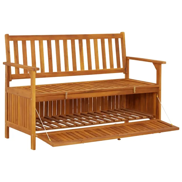 Banc de rangement de jardin 120 cm bois d'acacia solide