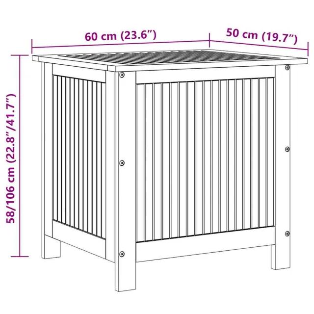 Boîte de rangement de jardin 60x50x58 cm Bois d'acacia solide