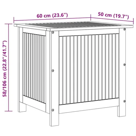 Boîte de rangement de jardin 60x50x58 cm Bois d'acacia solide