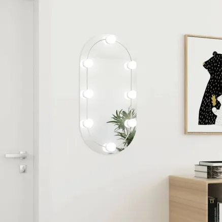 Miroir avec éclairage LED 80x40 cm Verre Ovale