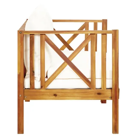 Banc de jardin 2 places et coussins 122 cm Bois d'acacia massif