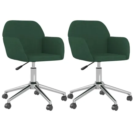 Chaises pivotantes à manger lot de 2 vert foncé tissu 2