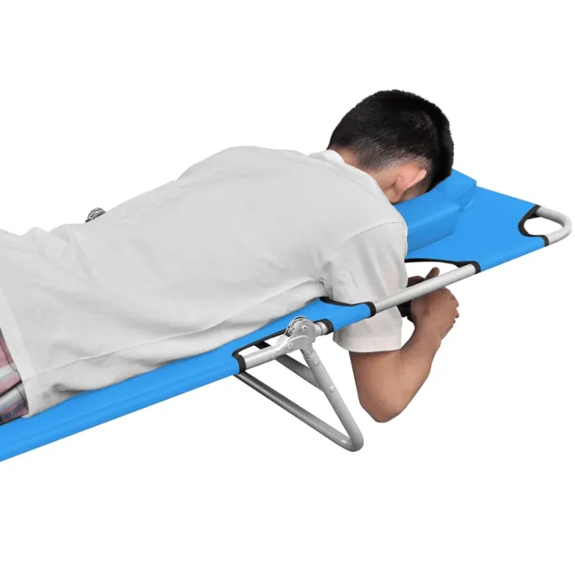 Chaise longue pliable avec coussin de tête Acier Bleu turquoise