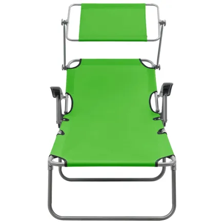 Chaise longue avec auvent acier vert 2