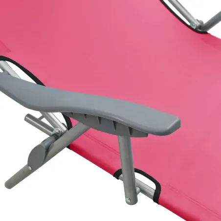 Chaise longue avec auvent acier rose
