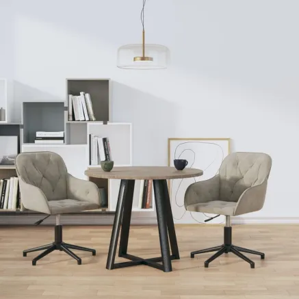 Chaises pivotantes à manger lot de 2 Gris clair Velours