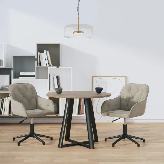 Chaises pivotantes à manger lot de 2 Gris clair Velours