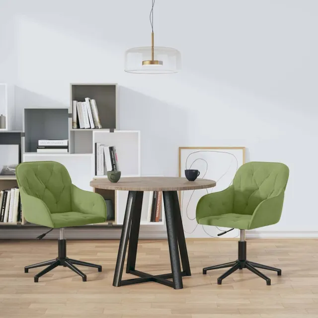 Chaises pivotantes à manger lot de 2 Vert clair Velours