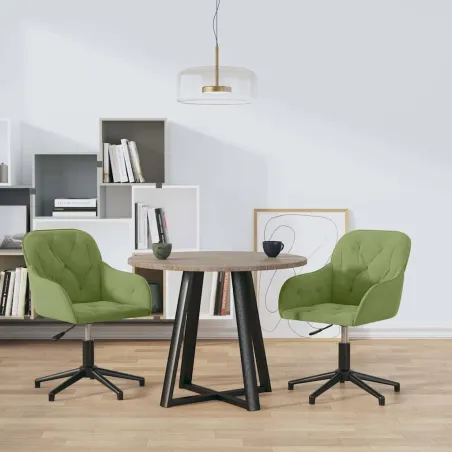 Chaises pivotantes à manger lot de 2 Vert clair Velours