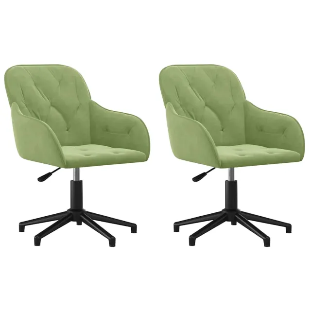 Chaises pivotantes à manger lot de 2 Vert clair Velours