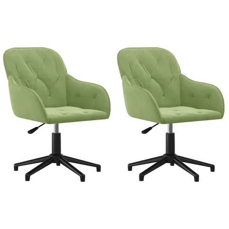 Chaises pivotantes à manger lot de 2 Vert clair Velours