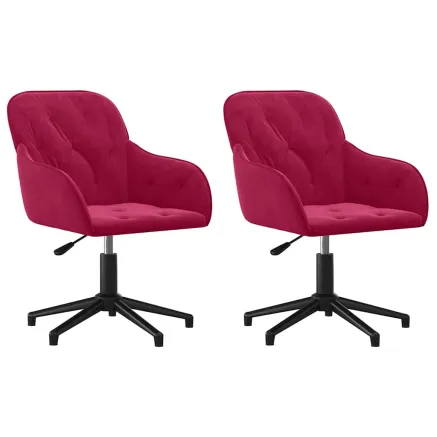 Chaises pivotantes à manger lot de 2 Rouge bordeaux Velours 2