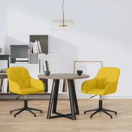 Chaises pivotantes à manger lot de 2 Jaune Velours