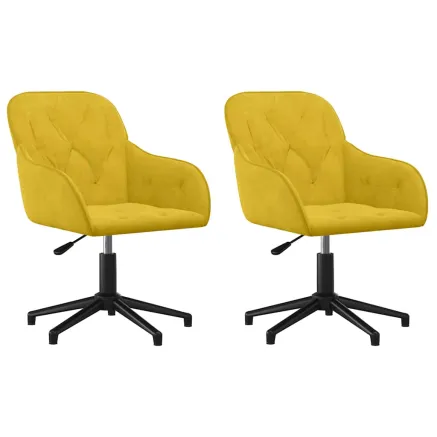 Chaises pivotantes à manger lot de 2 Jaune Velours 2