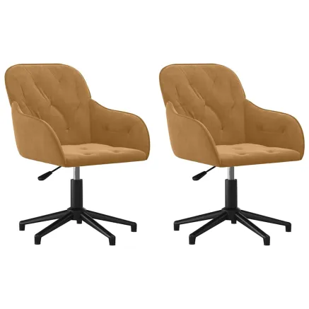 Chaises pivotantes à manger lot de 2 Marron Velours 2