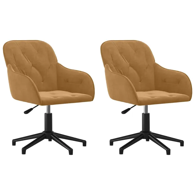 Chaises pivotantes à manger lot de 2 Marron Velours