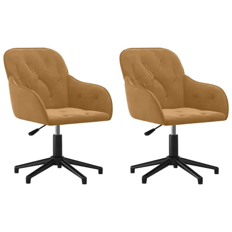 Chaises pivotantes à manger lot de 2 Marron Velours