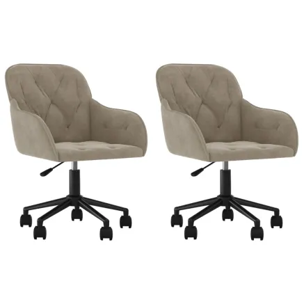 Chaises pivotantes à manger lot de 2 Gris clair Velours 2