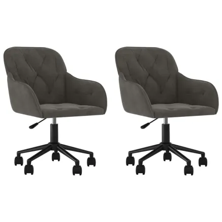 Chaises pivotantes à manger lot de 2 Gris foncé Velours 2