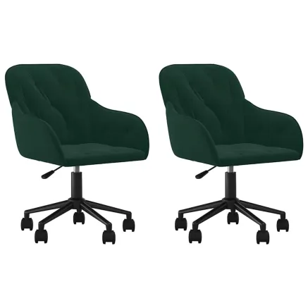 Chaises pivotantes à manger lot de 2 Vert foncé Velours 2