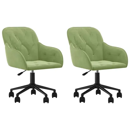 Chaises pivotantes à manger lot de 2 Vert clair Velours 2