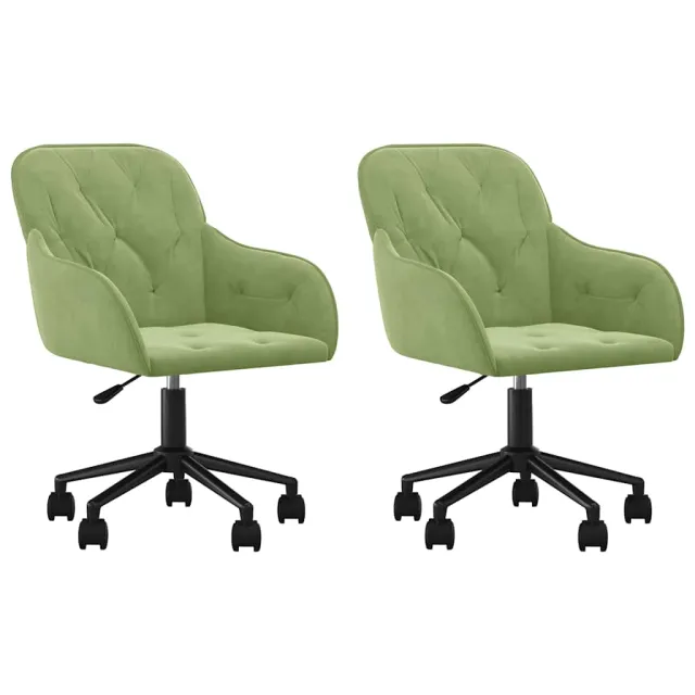 Chaises pivotantes à manger lot de 2 Vert clair Velours