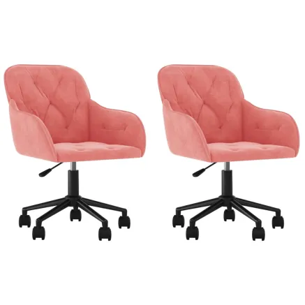 Chaises pivotantes à manger lot de 2 Rose Velours 2