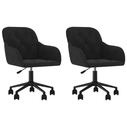 Chaises pivotantes à manger lot de 2 Noir Velours 2