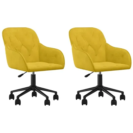 Chaises pivotantes à manger lot de 2 Jaune Velours 2