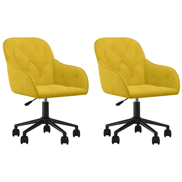 Chaises pivotantes à manger lot de 2 Jaune Velours