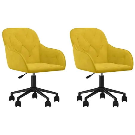 Chaises pivotantes à manger lot de 2 Jaune Velours