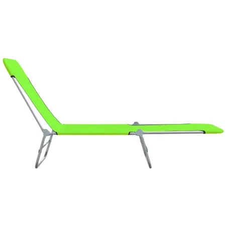 Chaises longues pliables lot de 2 Acier et tissu Vert