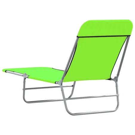 Chaises longues pliables lot de 2 Acier et tissu Vert
