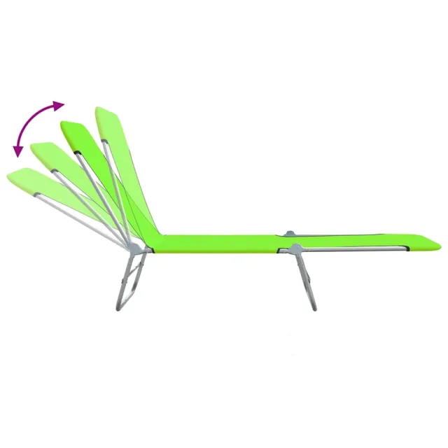 Chaises longues pliables lot de 2 Acier et tissu Vert