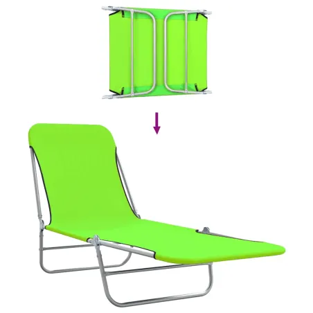 Chaises longues pliables lot de 2 Acier et tissu Vert