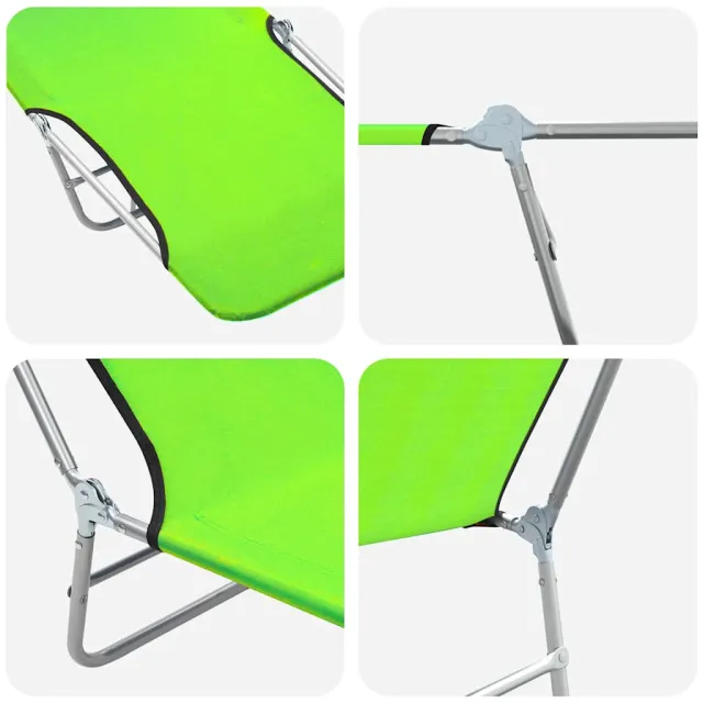 Chaises longues pliables lot de 2 Acier et tissu Vert