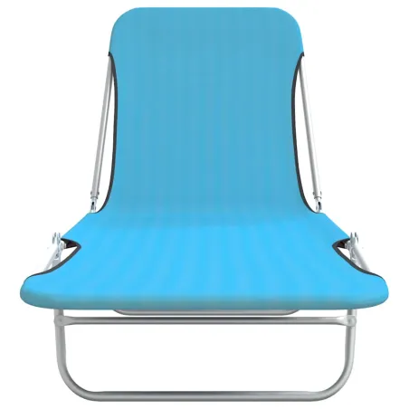 Chaises longues pliables lot de 2 Acier et tissu Bleu