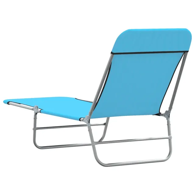 Chaises longues pliables lot de 2 Acier et tissu Bleu