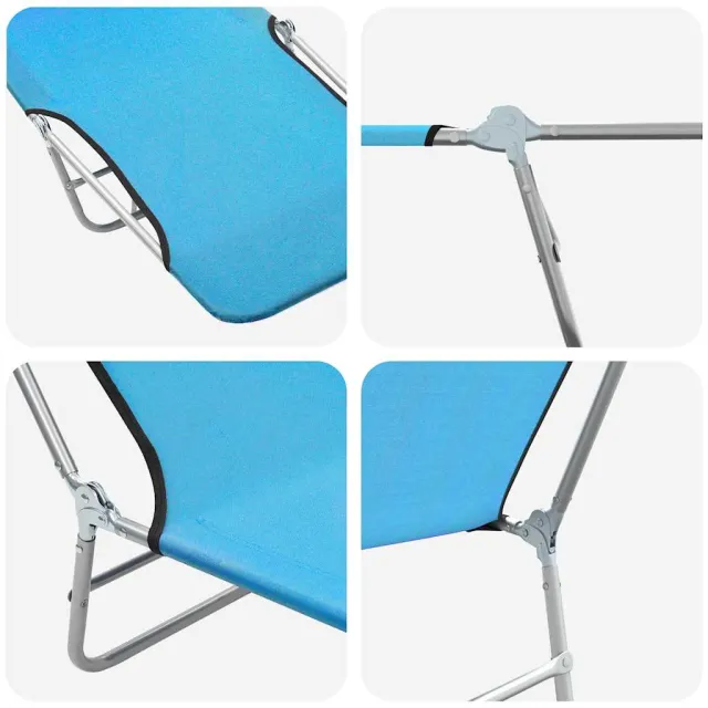 Chaises longues pliables lot de 2 Acier et tissu Bleu