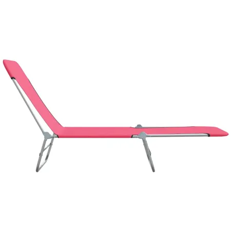 Chaises longues pliables lot de 2 Acier et tissu Rose