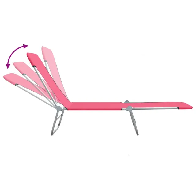 Chaises longues pliables lot de 2 Acier et tissu Rose