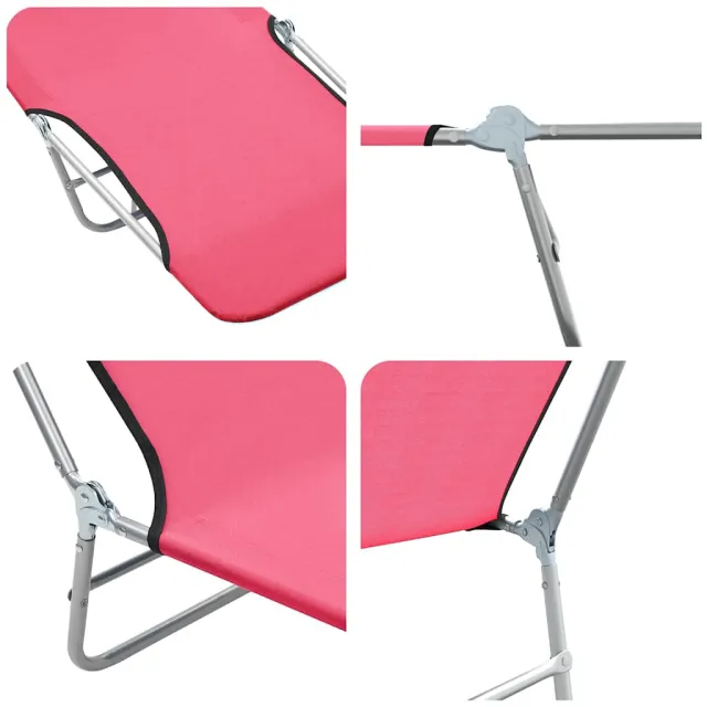 Chaises longues pliables lot de 2 Acier et tissu Rose