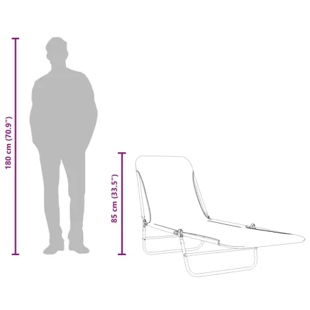 Chaises longues pliables lot de 2 Acier et tissu Rose