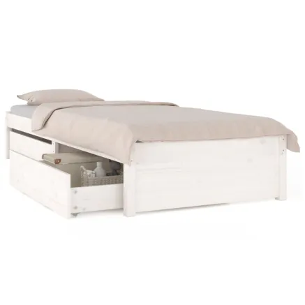 Cadre de lit sans matelas avec tiroirs blanc 2
