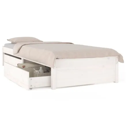 Cadre de lit sans matelas avec tiroirs blanc 2