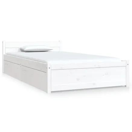 Cadre de lit sans matelas avec tiroirs blanc 2