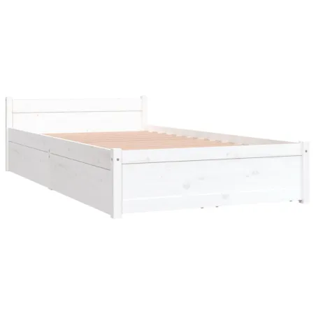 Cadre de lit sans matelas avec tiroirs blanc 90x200 cm