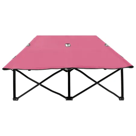 Chaise longue pliable 2 places rose acier