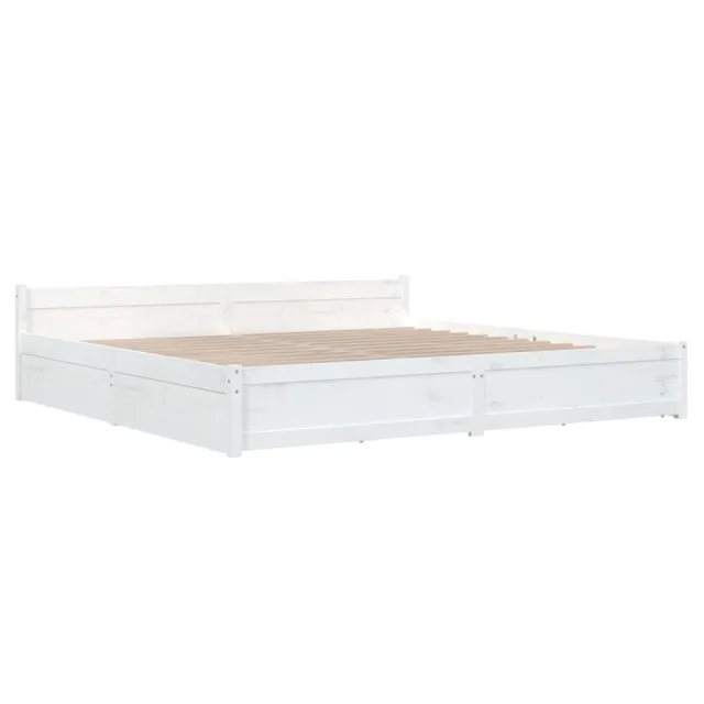 Cadre de lit sans matelas avec tiroirs blanc